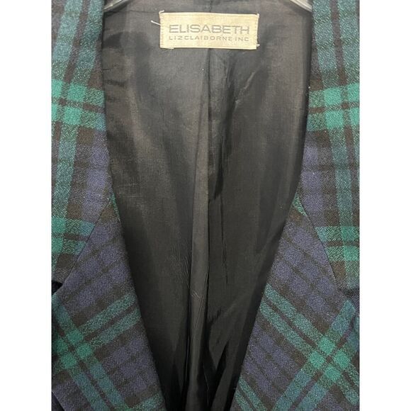 Elizabeth Liz Claiborne Blazer 20 Black Watch Plaid Wool Sport Coat Vintage - Picture 5 of 6